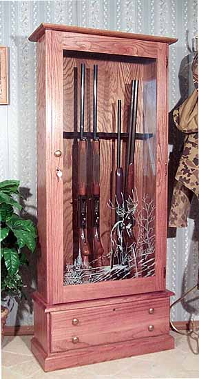 Model #408 Oak 8-gun Gun Cabinet